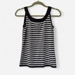 Ellen Tracy Brown and cream silk striped sleeveless top